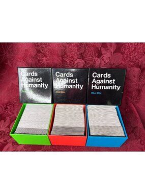 Cards Against Humanity Expansion Set Blue Green & Red Boxes - Lot of 3